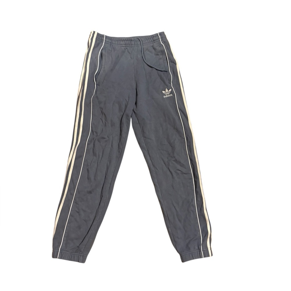 Adidas Blue/Gray Track Pants with White Stripes